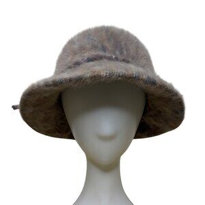 Kangol Womens Brown Faux Fur Bucket Hat England Cascade FC2024 Warm Soft Vintage
